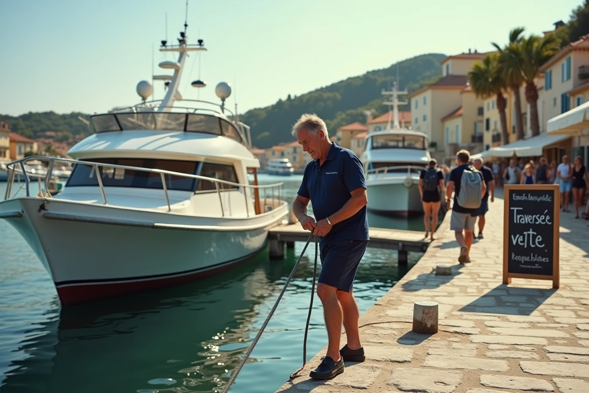 Embarquement sur un bateau éco-responsable au port pour la traversée vers Porquerolles
