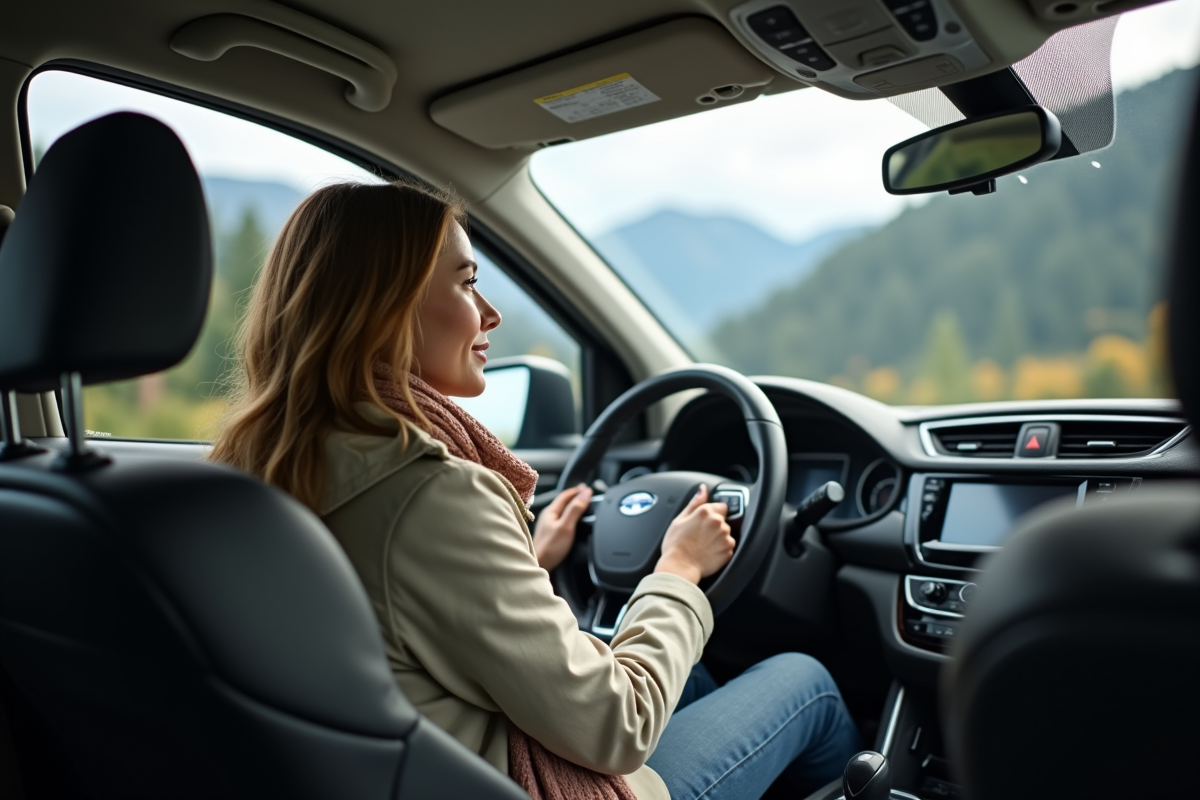 Jeune femme au volant d
