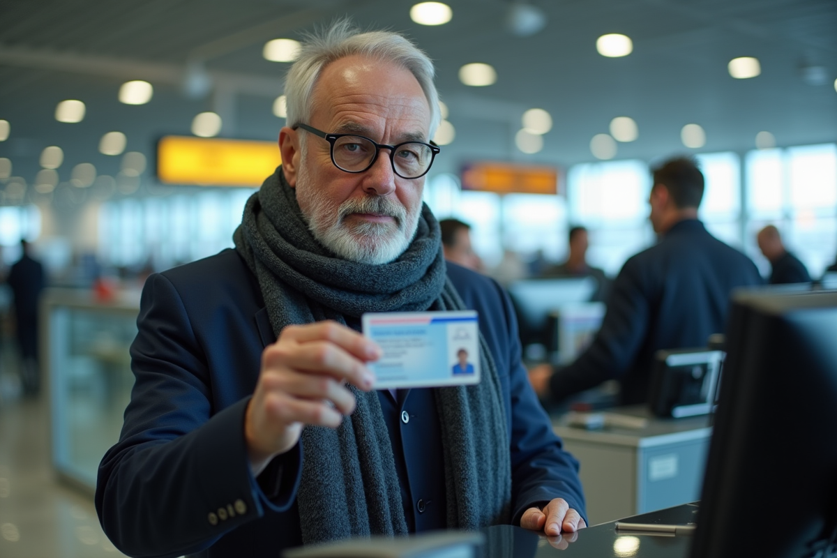Homme présentant son permis de conduire a l